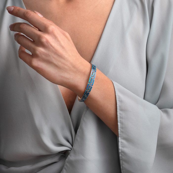Βραχιόλι Bangle Μαίανδρος με Όπαλ - Άσήμι 925 - Image 5