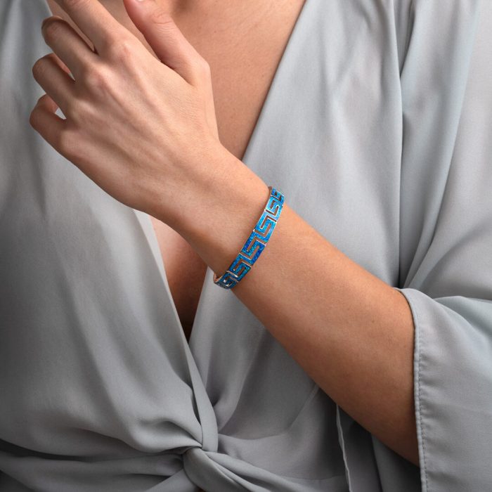 Βραχιόλι Bangle Μαίανδρος με Όπαλ - Άσήμι 925 - Image 2
