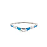Meander Opal Bangle Bracelet - 925 Sterling Silver