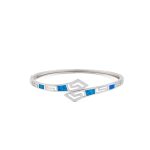 Greek Key Opal Cuff Bracelet - 925 Sterling Silver