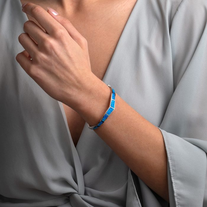 Βραχιόλι Bangle με Μπλε Όπαλ - Ασήμι 925 - Image 2
