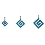 Greek Key Pendant - Sterling Silver with Blue Opal - Image 5