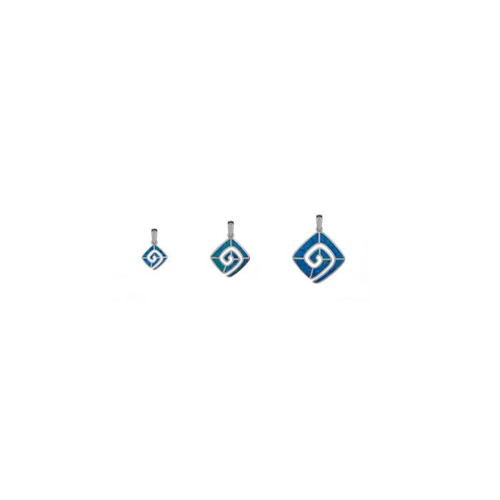 meander greek key pendant blue opal sterling silver - Image 4