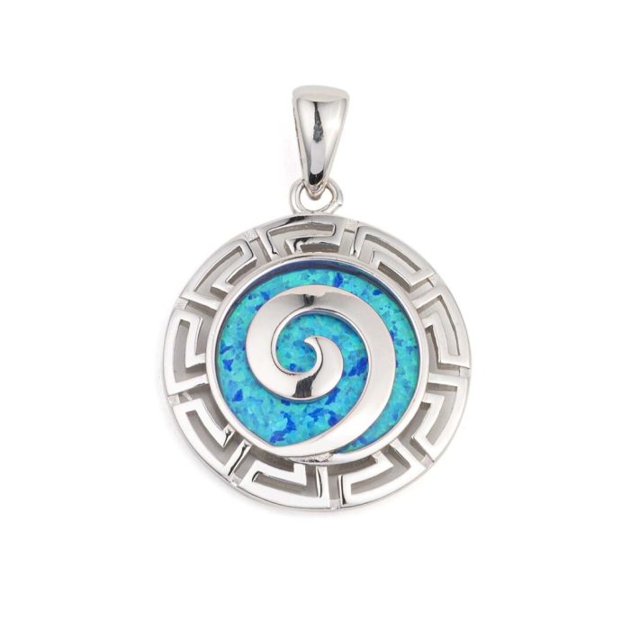 Greca Pendant with Blue Opal stone - Image 3