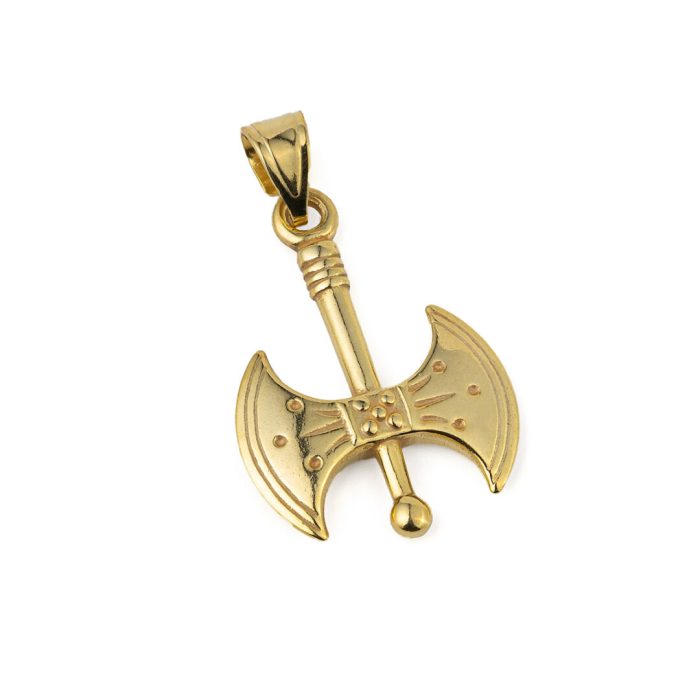 Double Headed Axe Pendant - Sterling Silver Gold Plated - Image 1