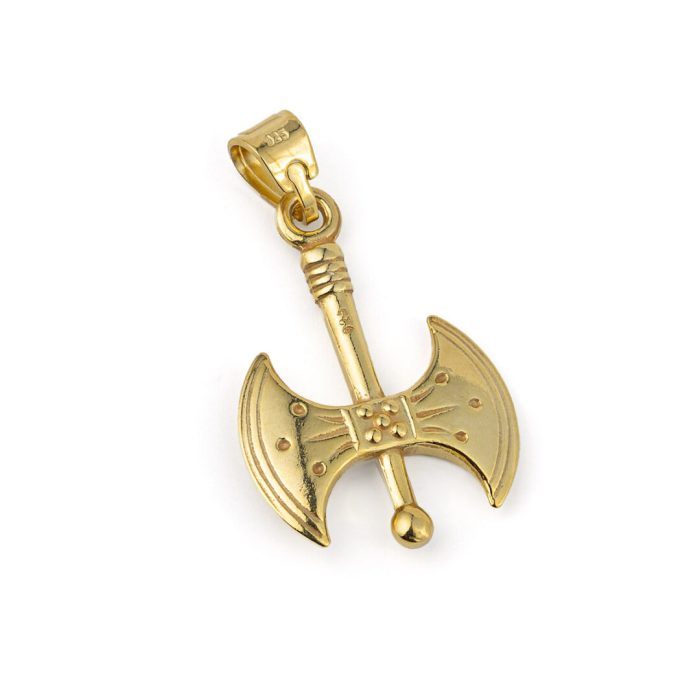Double Headed Axe Pendant - Sterling Silver Gold Plated - Image 3