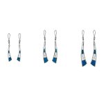 Greek Key Curvy Silver Blue Opal Dangle Earrings - Image 5