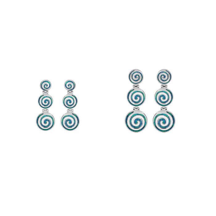 Opal spiral silver stud earrings - Image 5