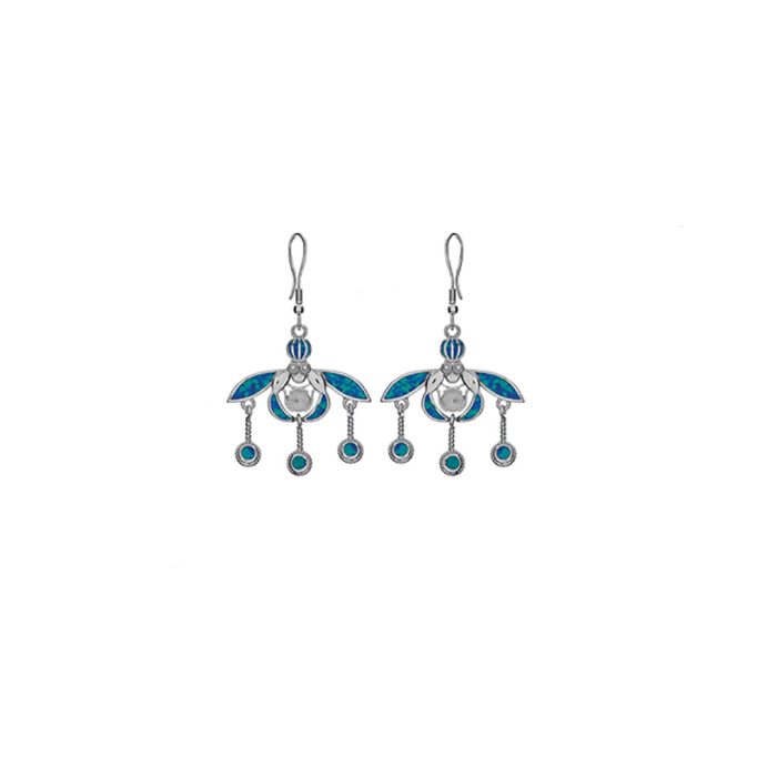 Minoan Malia Bees Earrings - 925 Sterling Silver with Opal - Image 6