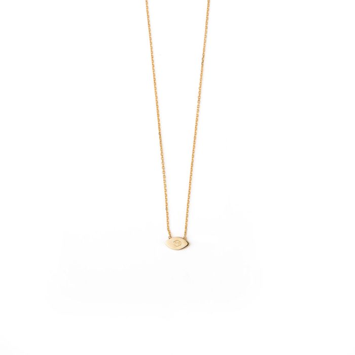 Evil Eye Necklace – 14K Yellow Gold with Blue Enamel - Image 3