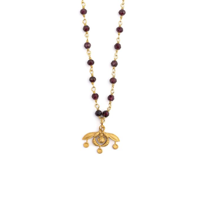 Rosary Necklace with Sterling Silver Cretan Bee Pendant