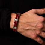 Greek key Leather Bracelet - Sterling Silver - Image 6