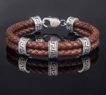 Greek key Leather Bracelet - Sterling Silver - Image 7