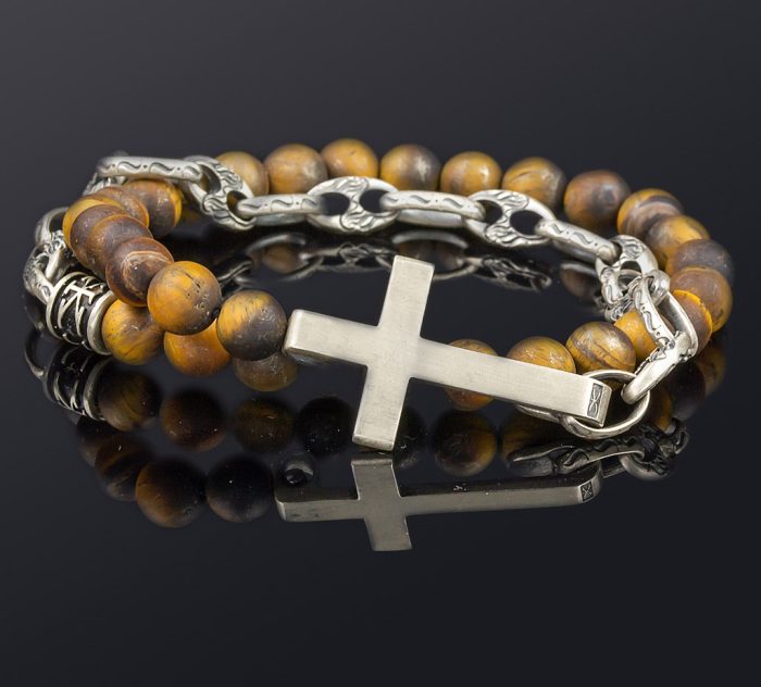 Cross Bracelet – 925 Sterling Silver with Beads - Image 3
