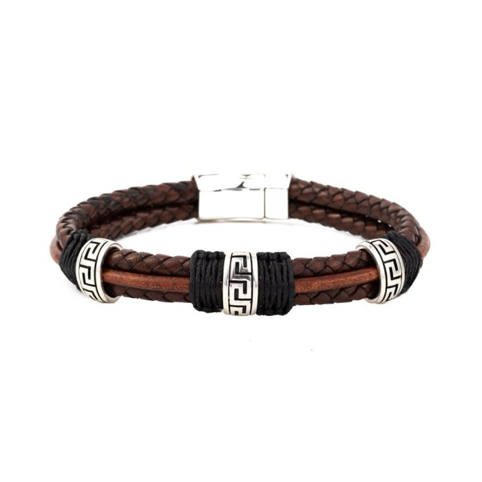 Meander Leather Bracelet – 925 Sterling Silver - Image 4