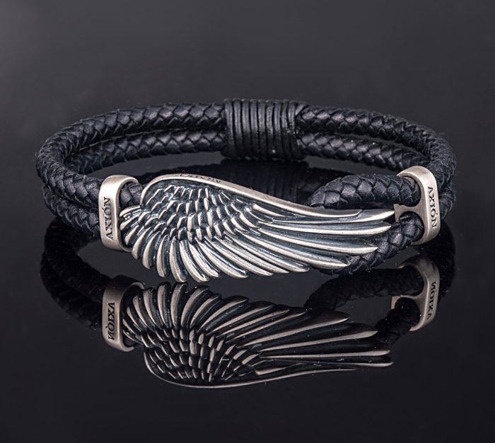 Wing Leather Bracelet - 925 Sterling Silver - Image 3