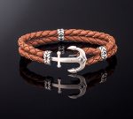 Sterling Silver Anchor Leather Bracelet - Image 3
