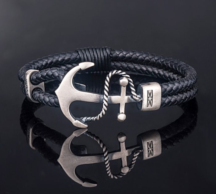 Brown Anchor Bracelet - 925 Sterling Silver - Image 4