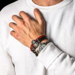 Βραχιόλι μαύρο δερμάτινο με τον Μέγα Αλέξανδρο - Ασήμι 925 - Image 2