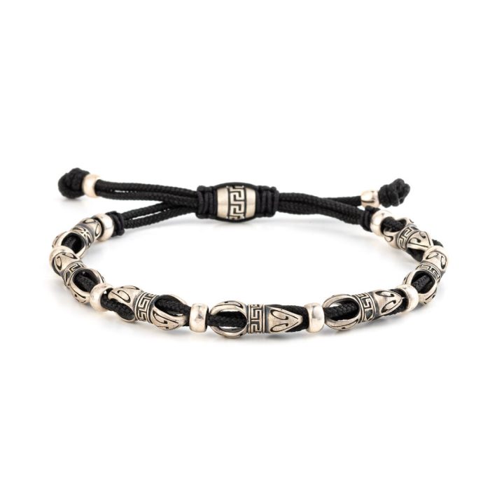Sterling Silver Link and Cord Bracelet - Image 1