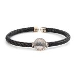 Phaistos Disc Leather Bracelet - 925 Sterling Silver