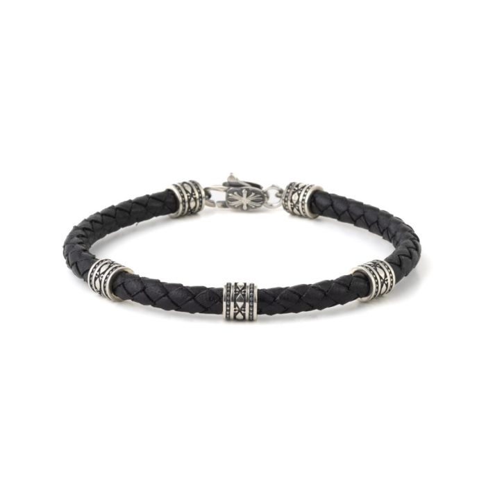 Axion Leather Bracelet - Sterling Silver - Image 2