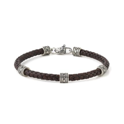 Axion Leather Bracelet - Sterling Silver
