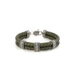 Greek key Leather Bracelet - Sterling Silver - Image 5