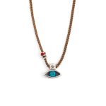 Babylonia Κολιέ Evil Eye Καφέ - Ασήμι 935