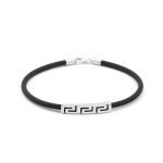 Meander Thin Caoutsouk Bracelet - 925 Sterling Silver