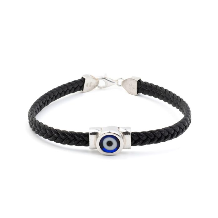 Eye Leather Bracelet - Sterling Silver - Image 3