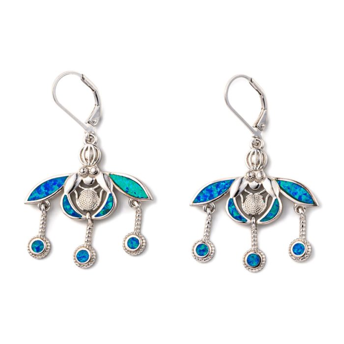 Minoan Malia Bees Earrings - 925 Sterling Silver with Opal - Image 1