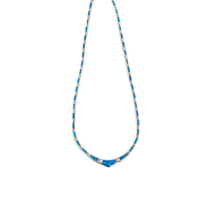 Blue Opal Necklace - Sterling Silver - Image 1