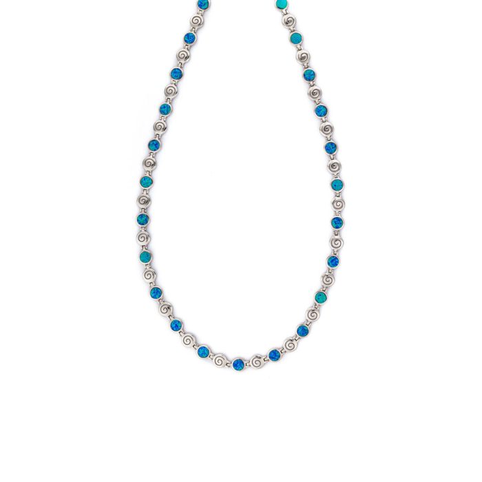 Spiral Necklace - Blue Opal Sterling Silver - Image 1
