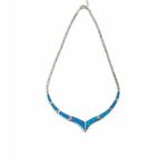 Meander - Blue opal silver necklace