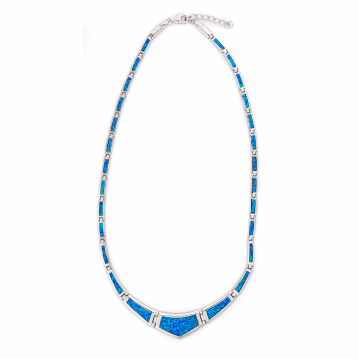 Blue Opal Necklace - Sterling Silver - Image 5