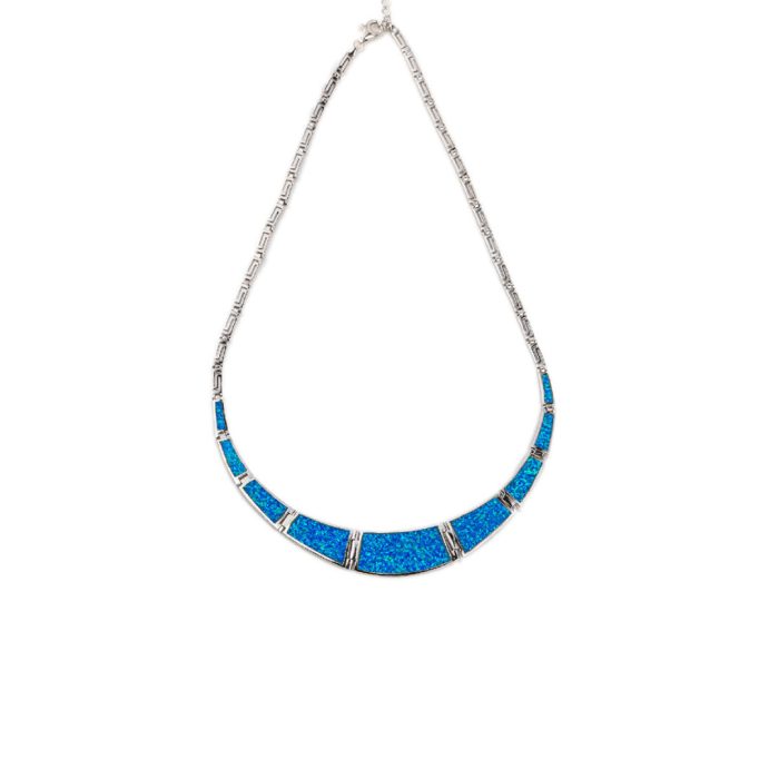 Greek Key Blue Opal necklace - Image 3