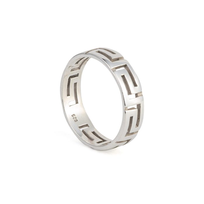 Greek Key Band Ring in Sterling Silver - Image 3