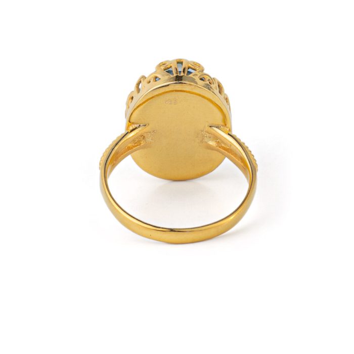 Ruby Oval Statement Ring - 925 Sterling Silver and Gold Plated - Image 3