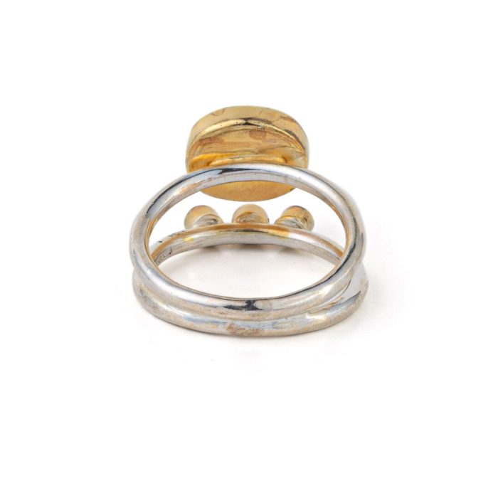 Peridot and Zircon Ring - 925 Sterling Silver and Gold Plated - Image 3