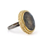 Labradorite Oval Ring- 925 Sterling Silver and Gold Plated - Image 3