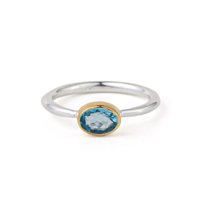 Δαχτυλίδι με Blue Topaz – Ασήμι 925 Επιχρυσωμένο - Image 1