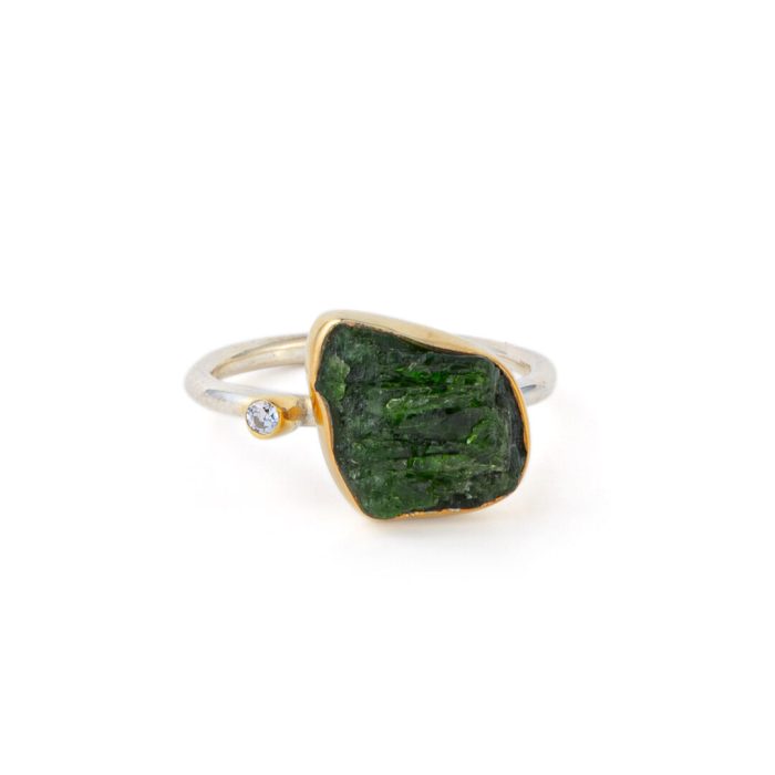 925 Sterling Silver Ring with Diopside and Zircon - Image 1