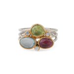 Multi Stone Ring - Aqua Marine Garnet Peridot