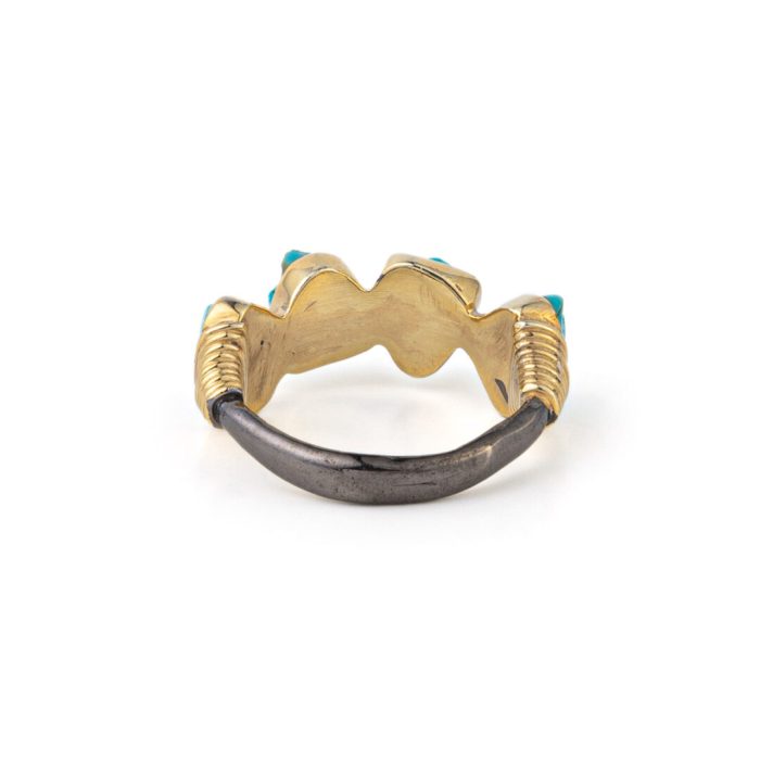 Dainty Turquoise Ring - 925 Sterling Silver and Gold Plated - Image 3