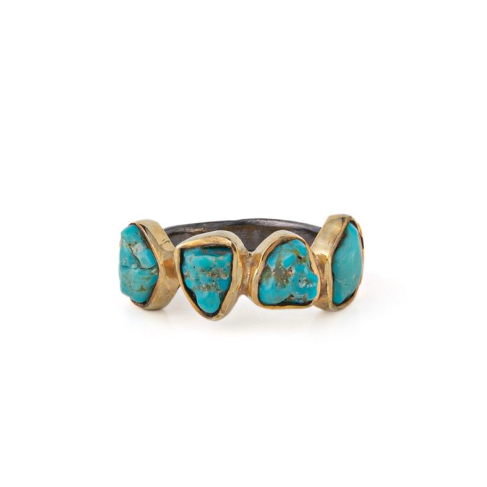 Dainty Turquoise Ring - 925 Sterling Silver and Gold Plated - Image 1
