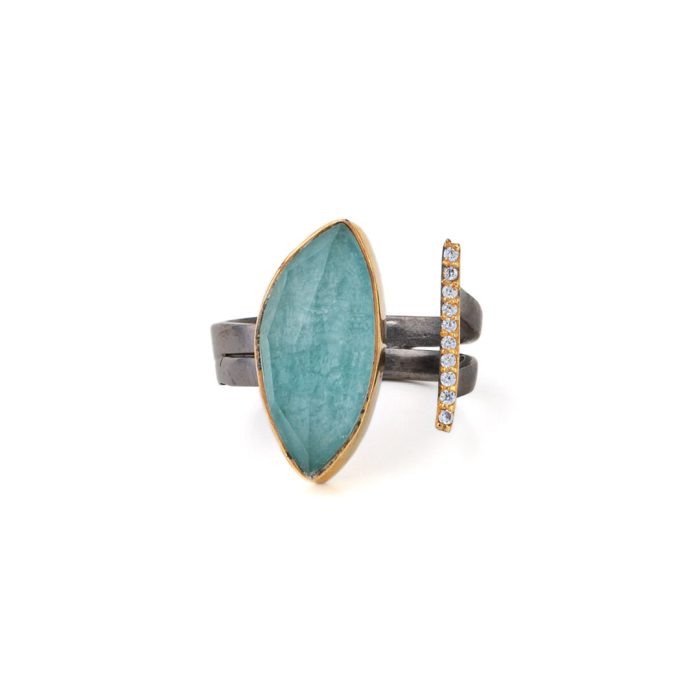 Amazonite Oxidized Sterling Silver Ring - Image 1