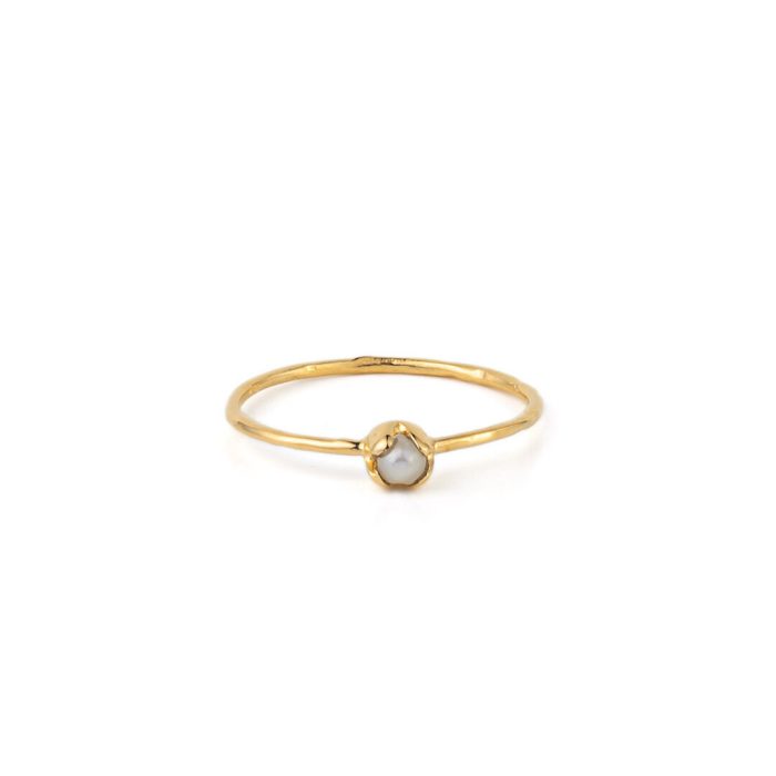 Pearl Stackable Ring - Sterling Silver and Gold Plated - Image 1