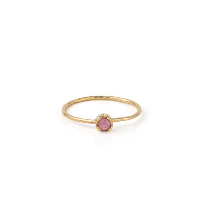 Tourmaline Stackable Ring - Sterling Silver and Gold Plated - Image 1
