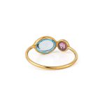 Blue Topaz and Tourmaline Ring - 925 Sterling Silver and Gold Plated - Image 3